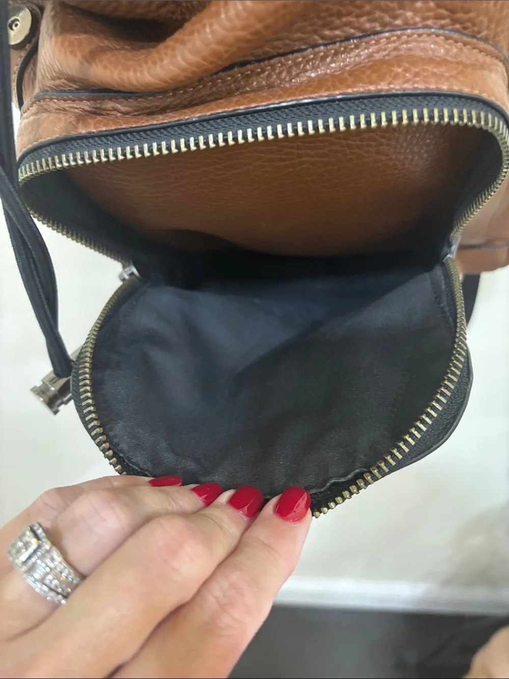 Leather Brown Backpack with Front Pocket - Unbranded